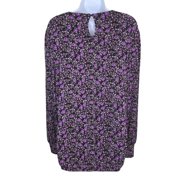 Lane Bryant Floral Relaxed Blouson-Sleeve Banded-Bottom Top Blouse 18/20 - Picture 4 of 10